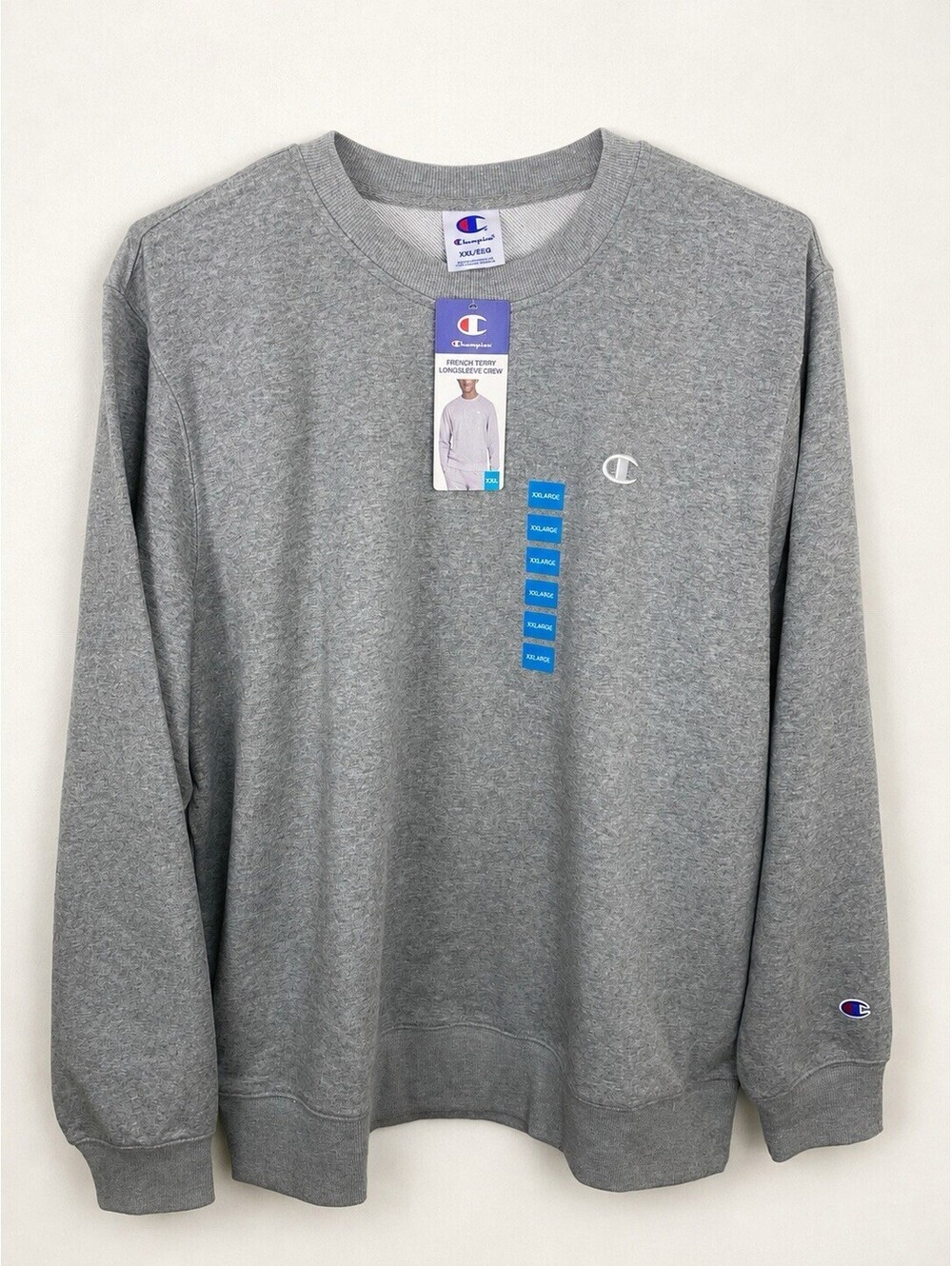 Champion Men's XXL French Terry Crewneck Sweatshirt Gray Long Sleeve NWT